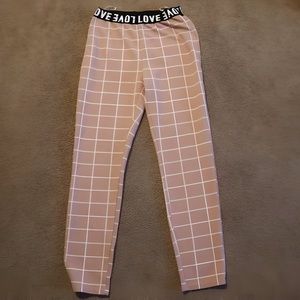 SHEIN Woman’s XS  Pink/White plaid/checkered athletic pants